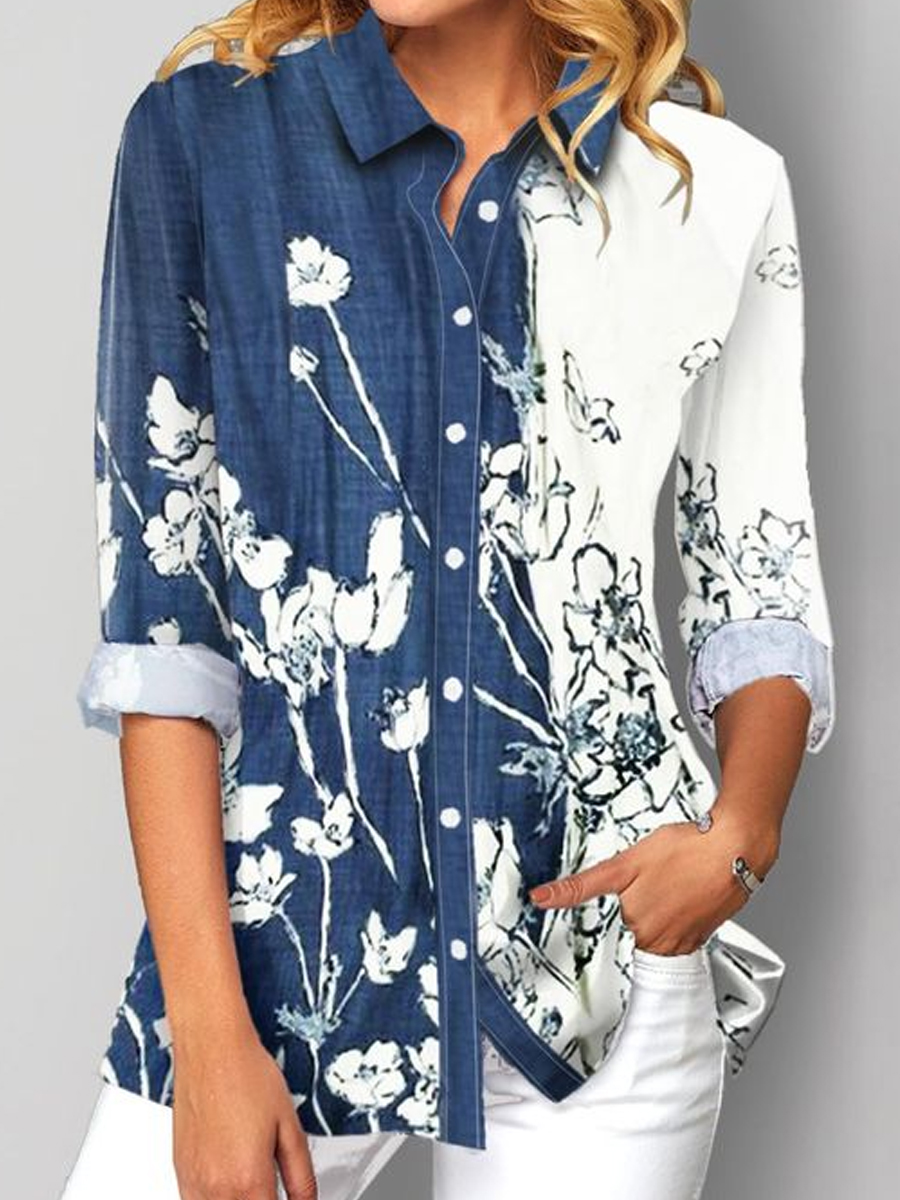 Ladies Printed Casual Long-sleeved Blouse