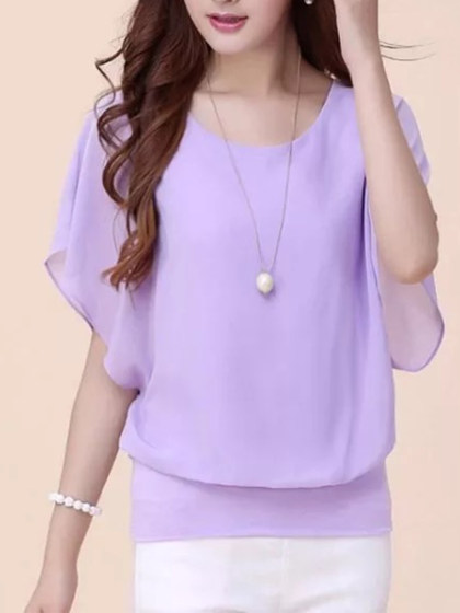 Thin Skinny Bat Sleeve Chiffon Shirt Loose Top Bottoming Shirt