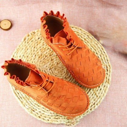 Knit Solid-Color Round-Headed Casual Shoes