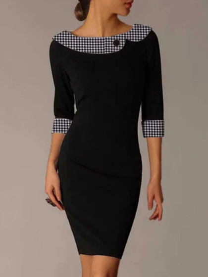Fashion Plaid Round Collar Slim-fit Dress