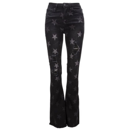 Womens retro casual star print pants