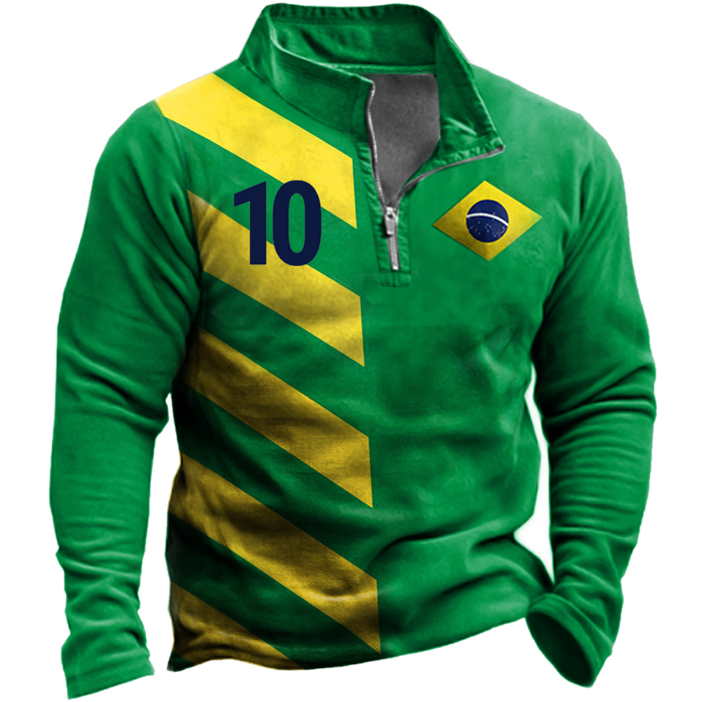 Men's 2022 World Cup Brazil Flag Soccer Sweatshirt
