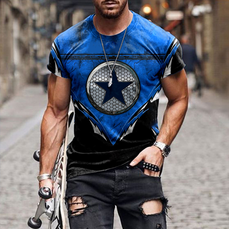 Mens Football Game Printed Fashion T-shirt